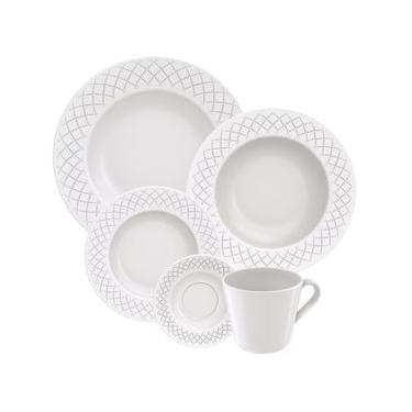 Imagem de Aparelho de Jantar 20 Peças Tramontina Ingrid em Porcelana Decorada - Branco