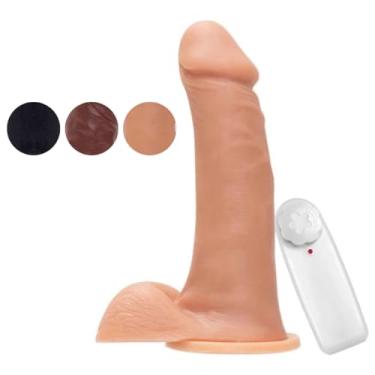 Imagem de Prótese Maciça Vibratória Com Escroto E Ventosa 19 X 4,8Cm Brinquedo Erótico Consolo Realístico VVN18 (PRETO)