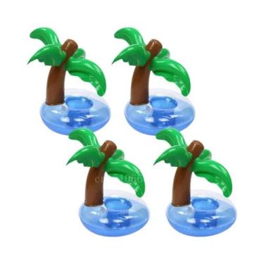 Imagem de Suporte De Bebida Inflável Em Forma De Flamingo Rosa, Flutuador De Pis