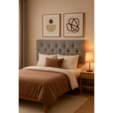 Imagem de Cabeceira Painel Capitonê Casal Estofada Suede (Marrom)