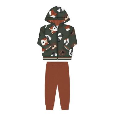 Imagem de Conjunto Infantil Moletom Floresta Verde Menino Alakazoo-Masculino