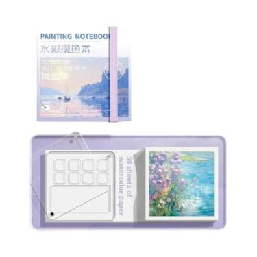 Imagem de Caderno De Desenho Portátil Mini Para Aquarela Com Bandeja De Tinta, 5