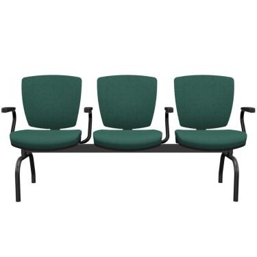 Imagem de Cadeira Longarina 3 Lugares Aeroporto Recepção Preto Baixa Flexi P03 Poliéster Verde - Lyam