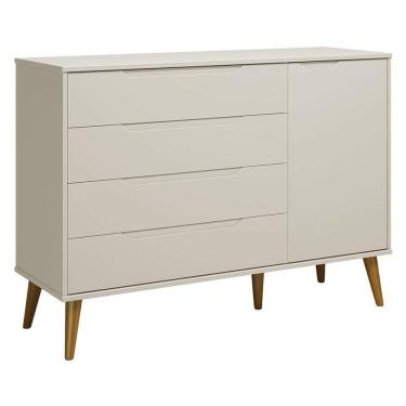 Imagem de Cômoda Com Porta Retrô Elfe Areia Acetinado Amadeirado - Reller