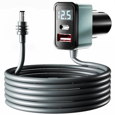 Imagem de Starlink Mini adaptador para carro (196,85 pol/16,4 pés), carregador de carro Starlink Mini cabo de alimentação CC, adaptador de isqueiro 12V-24V com visor digital, portas USB C PD 36W e USB A 18W