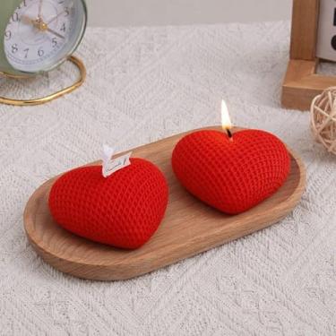 Imagem de Vela casamento aniversario lembrancinha 80g kit 10 romântica presente namorados decoração ambiente formato coração decorativa (Vermelha)