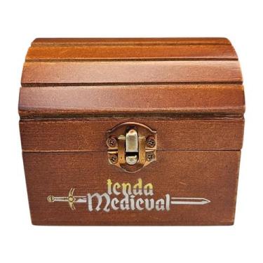 Imagem de Baú Madeira Rústico Tenda Medieval Decorativo Com Fechadura