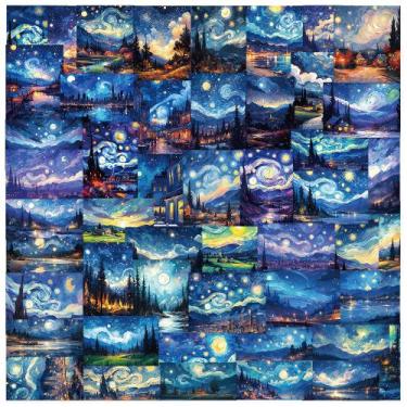 Imagem de Pacote de adesivos de pintura a óleo Starry Night com 50 unidades - yi