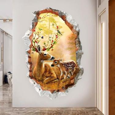 Imagem de Adesivos de parede 3D Deer Forest Animal Wallpaper 60x90cm PVC - yiwei