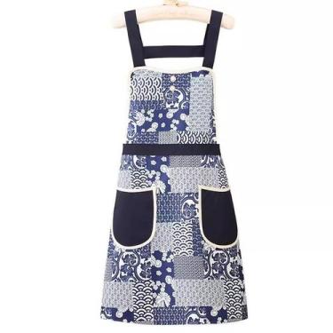 Imagem de Avental estilo porcelana para mulheres, elegante azul e branco - Yiwei