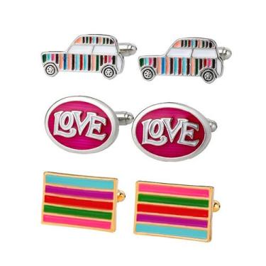 Imagem de Cufflinks: elegante carro Rainbow LOVE para homens - Yiweisai