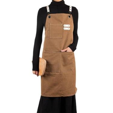 Imagem de Avental de lona marrom para homens e mulheres, poliéster-algodão - Yiw