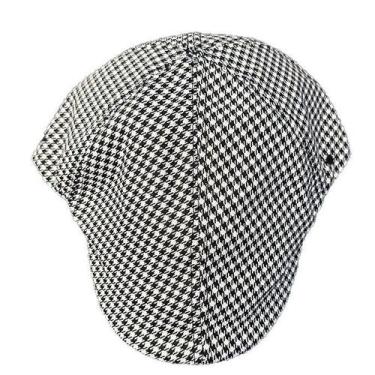 Imagem de Boné plano masculino preto e branco Houndstooth de algodão ou jeans - 