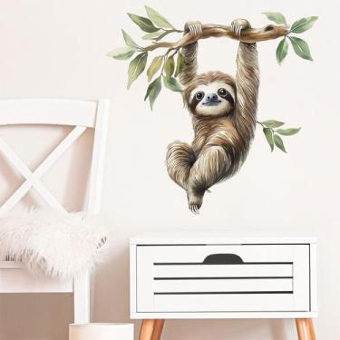 Imagem de Adesivos de parede Cartoon Sloth autoadesivos PVC 40x60cm - yiweisai