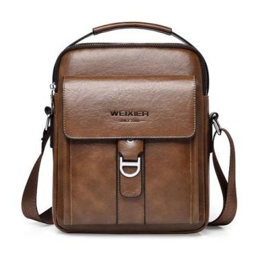 Imagem de Bolsa Messenger de couro premium impermeável para homens - yiweisai