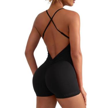 Imagem de Macacão YEOREO Backless Tummy Control para mulheres preto S