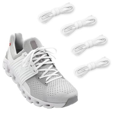 Imagem de Cadarços para sapatos NDTEZUGT Flat Thin 6 mm brancos 120 cm 2 pares
