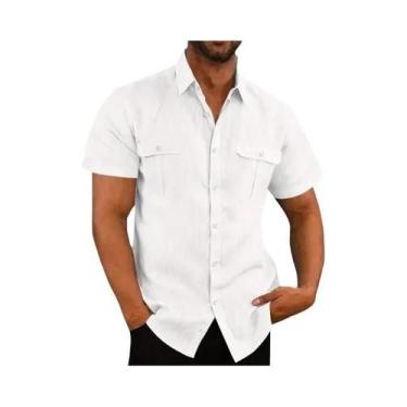 Imagem de Camisa Casual De Verão Para Homens Em Tamanho Plus, De Algodão E Linho