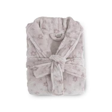 Imagem de Roupão Appel Plush Flannel Estampado Toque Macio, Floral rosa, G