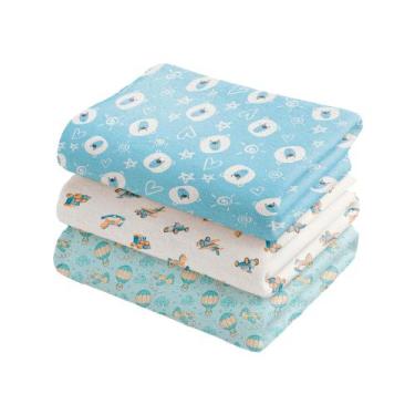 Imagem de Cueiro Flanelado Estampado 80x60cm Kit Com 5 - Dugu, Masculino