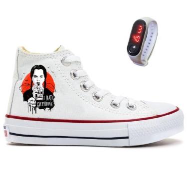 Imagem de Tênis Star Wandinha Wednesday + Relógio Moda Jovem Lançamento Série In