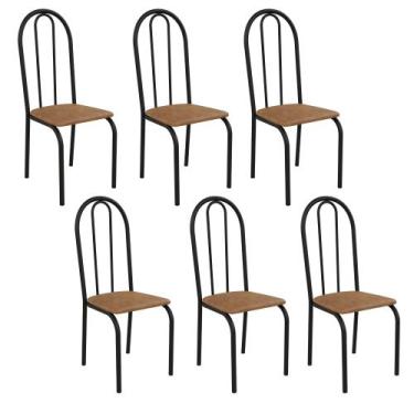 Imagem de Kit 6 Cadeiras Ilhabela Estrutura em Aço Preto Tecido Jambo - Casa e C