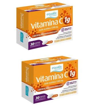 Imagem de Kit 02 Vitamina C 1g Liberação Prolongada 30 Cpr  Equaliv