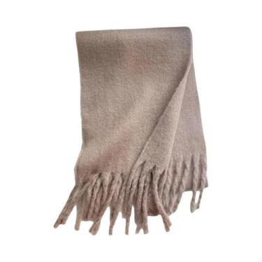 Imagem de Cachecol De Luxo Feminino Em Cashmere Com Design Xadrez Arco-Íris, Gro