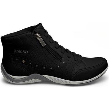 Imagem de Tênis Casual Feminino Kolosh Bota Calce Fácil Ziper, Preto, 37