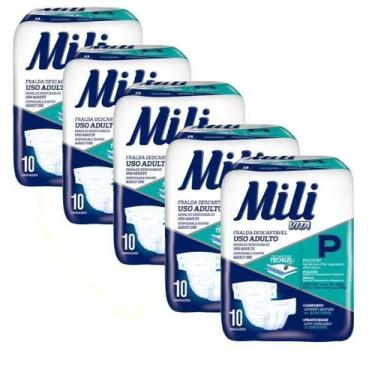 Imagem de Fralda Geriátrica Adulto Mili Vita Tam: P -5 Pacotes c/ 10 (Total: 50 