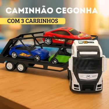 Imagem de Caminhão Cegonheira Grande com 3 Carrinhos - Branco - BS TOYS