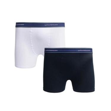 Imagem de Kit Lupo 2 Cuecas Boxer Infantil Básica 00141 Branco/Marinho, Branco, 