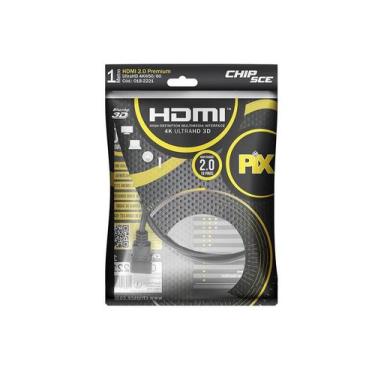 Imagem de Cabo Hdmi 2.0 4K Hdr 19P 1M Pix Gold, Preto