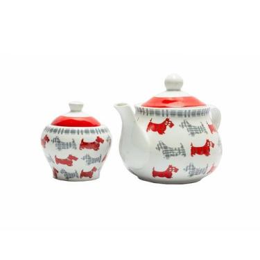 Imagem de Jogo Bule e Açucareiro com Tampas Porcelana Dogs Casambiente