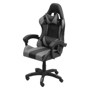 Imagem de Cadeira Gamer Hawker OR Design Revestimento em Couro Sintético Encosto Reclinável Cinza