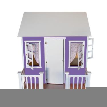 Imagem de Casinha de Brinquedo L12 com Cercado e Cortinas Roxa-branco Gran Belo