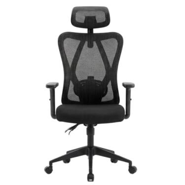 Imagem de Cadeira de Escritório Ergonômica Allure NR17 Duoffice DU335, Suporte Lombar 2D (Altura e Profundidade), Reclinável com Trava (Back System), Apoio de Cabeça, Tela Mesh, Preta
