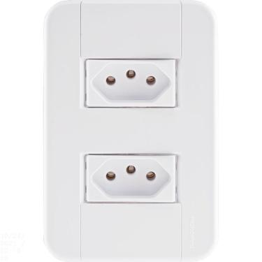 Imagem de Conjunto 4x2 com 2 Tomadas 2P+T 10 A 250 V Tramontina Tablet Branco Tramontina