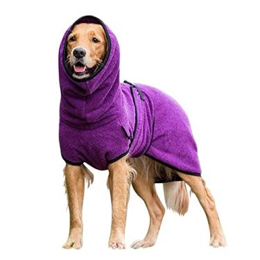 Imagem de Foern Moletons com capuz para cães, roupas com fecho de pressão quente de poliéster outono inverno em ambientes externos, roupas para animais de estimação para cães de médio e grande, roxo, 4GG: 69 cm/27,2 pol