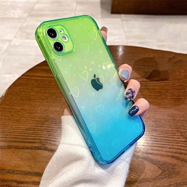 Imagem de Capa de telefone transparente com padrão de amor fashion para iphone 13 promax 12 pro max 11 mini xsmax xs xr x 8 7 plus, verde, azul, padrão, para iphone 7 p ou 8 p