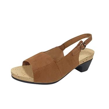 Imagem de Sandálias Gladiador para mulheres sandálias modernas sapatos para mulheres sandálias sapatos individuais femininos salto alto feminino, Marrom, 8.5