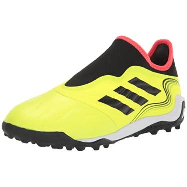 Imagem de adidas Tênis de futebol unissex para grama sintética Copa Sense.3, Team Solar Amarelo/Preto/Vermelho Solar (Sem fecho), 4 Women/12.5 Men