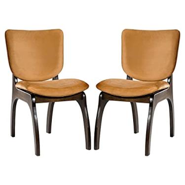 Imagem de Kit 2 Cadeiras para Sala de Estar 44 x 86 Cm Irlanda Madeira Maciça Tabaco Suede Terracota L79 - RMI