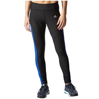 Imagem de Calça de corrida feminina Adidas Ultimate Fleece Climawarm – Preta/Azul, Black/Blue, X-Large
