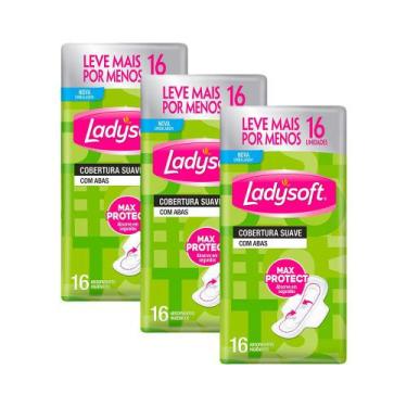 Imagem de Kit 48 Absorventes Femininos Ladysoft Normal Suave Com Abas - Softys