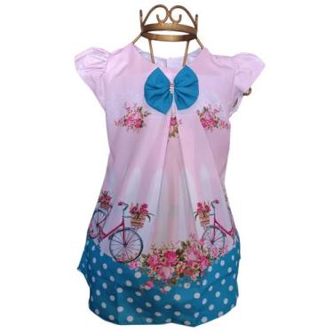 Imagem de Vestido Trapézio Temático Infantil Menina Bicicleta - Florata