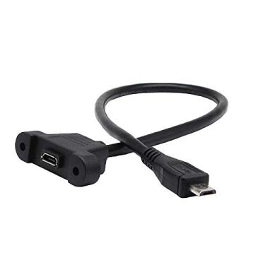 Imagem de Cabo de montagem de painel de extensão macho para fêmea Micro USB Haokiang com parafusos, dados + carga, 1 metro preto, micro usb M/F, 1 feet