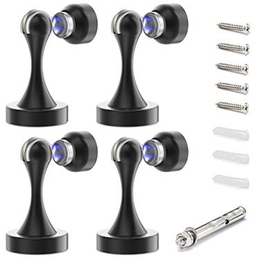 Imagem de Rolha de porta, batente magnético de aço inoxidável, resistente para vários tipos de porta, mantenha sua porta aberta, suporte de porta de parede (preto-4)