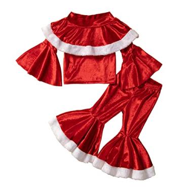 Imagem de Macacão infantil infantil para meninas cosplay de natal pulôver de patchwork roupas para bebês meninas combinando, Vermelho, 5-6 Anos