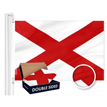 Imagem de G128 Bandeira do estado do Alabama | 9,5 x 1,5 m | Série de trama dupla face costurada 210D poliéster | listras costuradas, interior/exterior, ilhós de latão, resistente, 3 camadas